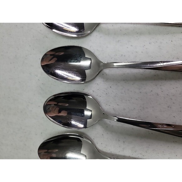 8 Pc Vintage MCM Oneida Community Atomic TWIN STAR Stainless Steel Tablespoons